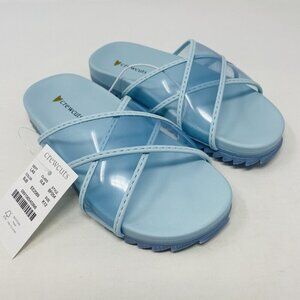 J Crew Crewcuts Little Girl K12 Slip On Pool Clear Jelly Sandals in Blue $45 223